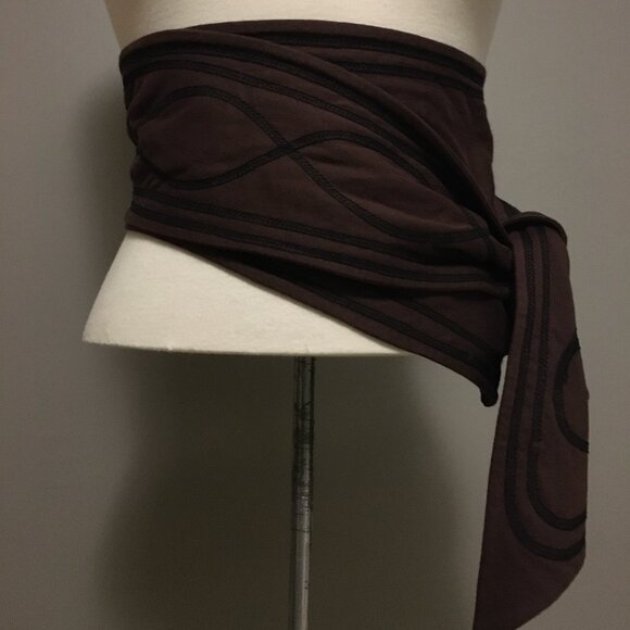 NWOT Elfarrow 100% Organic Cotton Obi Belt Earth With Black Stitching - Picture 10 of 10